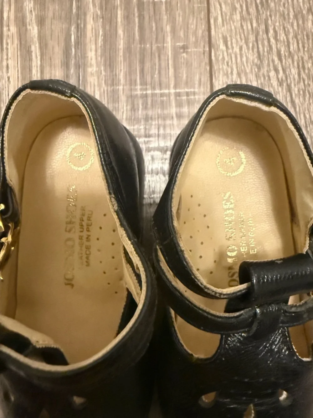 Josmo Shoes Baby Girl Black Leather Mary Jane’s Size 4 Made In Peru